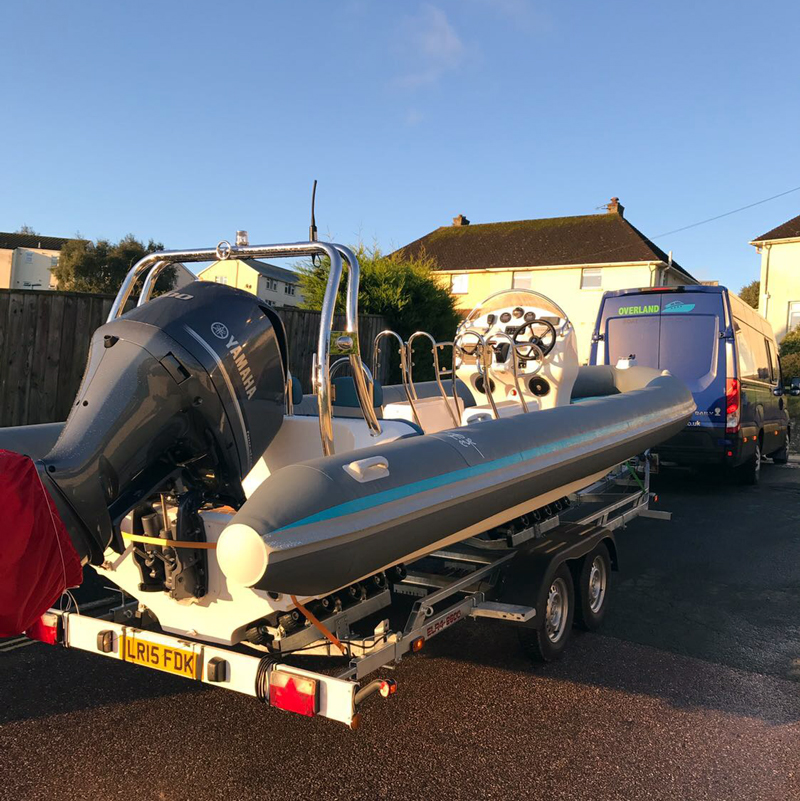 RIB on trailer boat transport